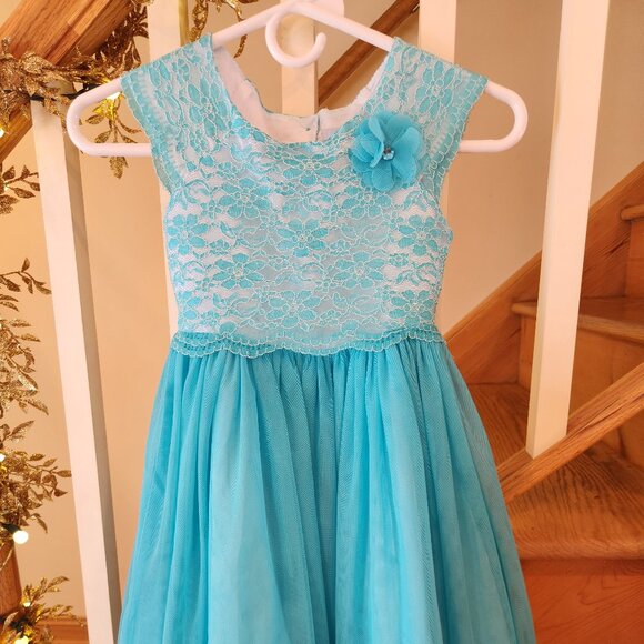 Beautiful Turquoise Party Dress for Girls (Age 7) – Jona Michelle - Picture 2 of 5